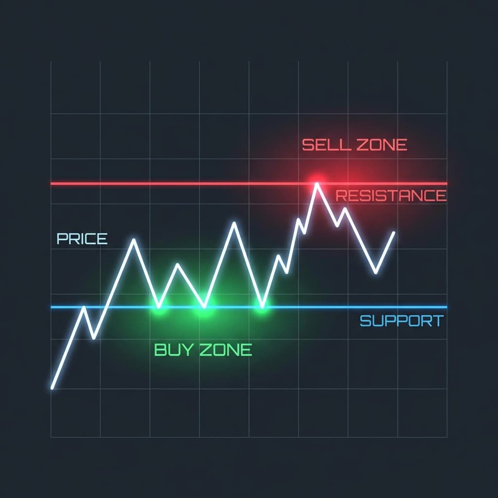 支撐與壓力位價格行為示意圖